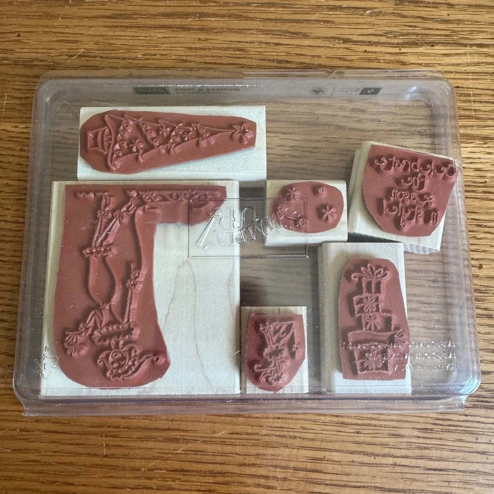 Stampin Up Sassy‎ & Seasonal Wood Mount Rubber Stamps Set of 6 Christmas Holiday